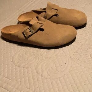 Birkenstock Tan Suede Clogs